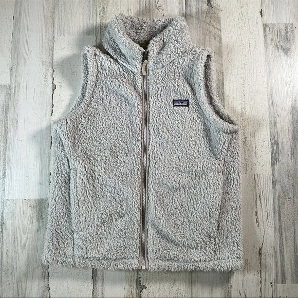 Patagonia Los Gatos Sweater Vest Girls Size XL (14) Gray Sherpa Fluffy - Picture 1 of 7